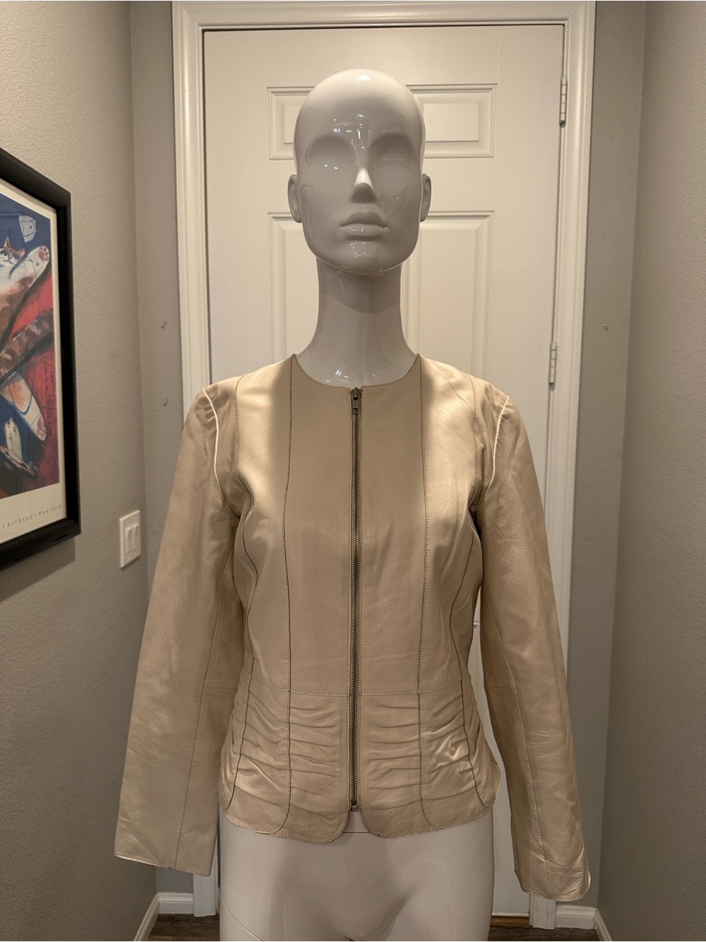Women’s Cream Leather Jacket